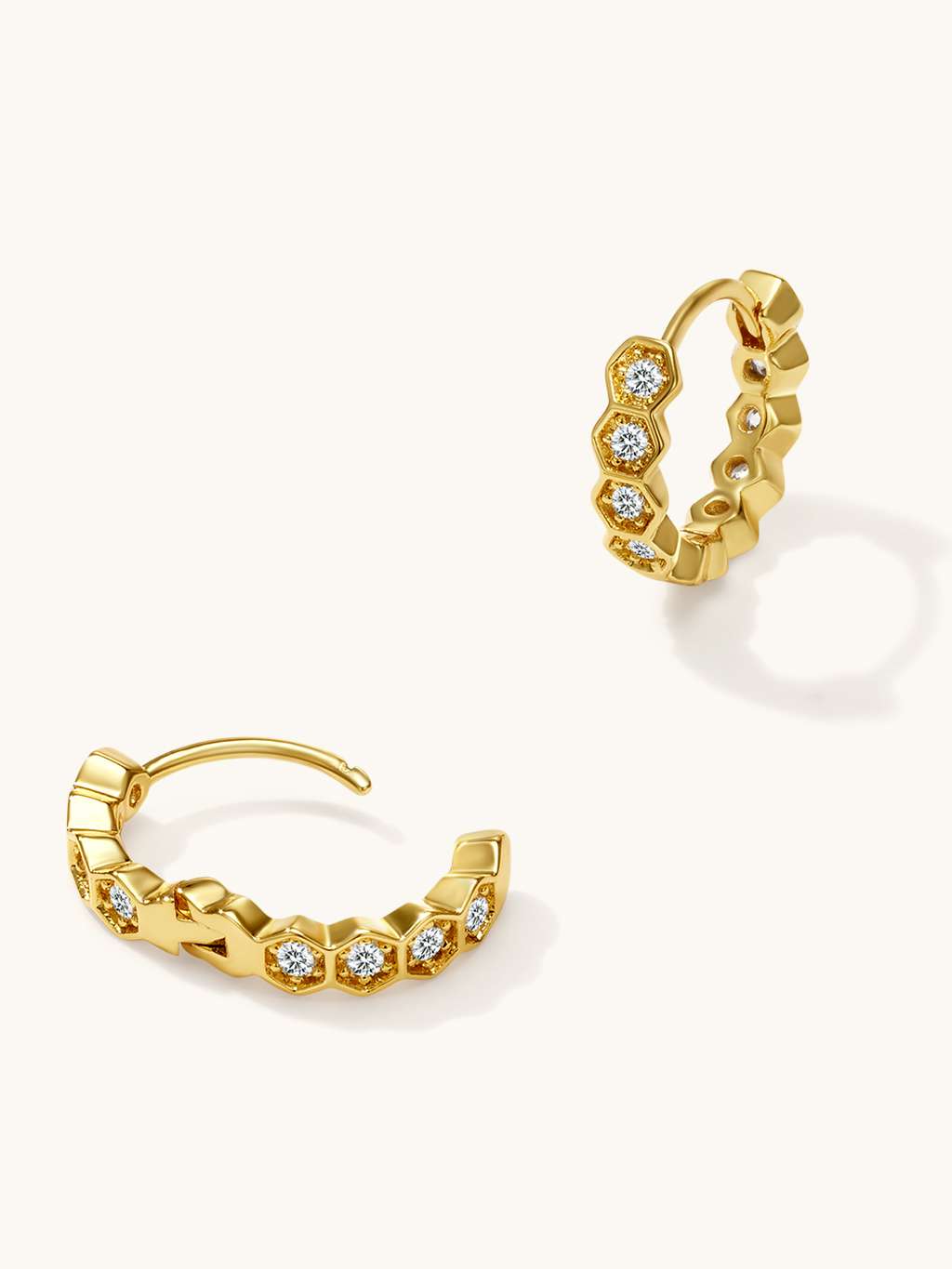 Creolen 6 - eck Sechseck Ohrringe Gold - Dorose | Wasserfester Schmuck, 18K vergoldet