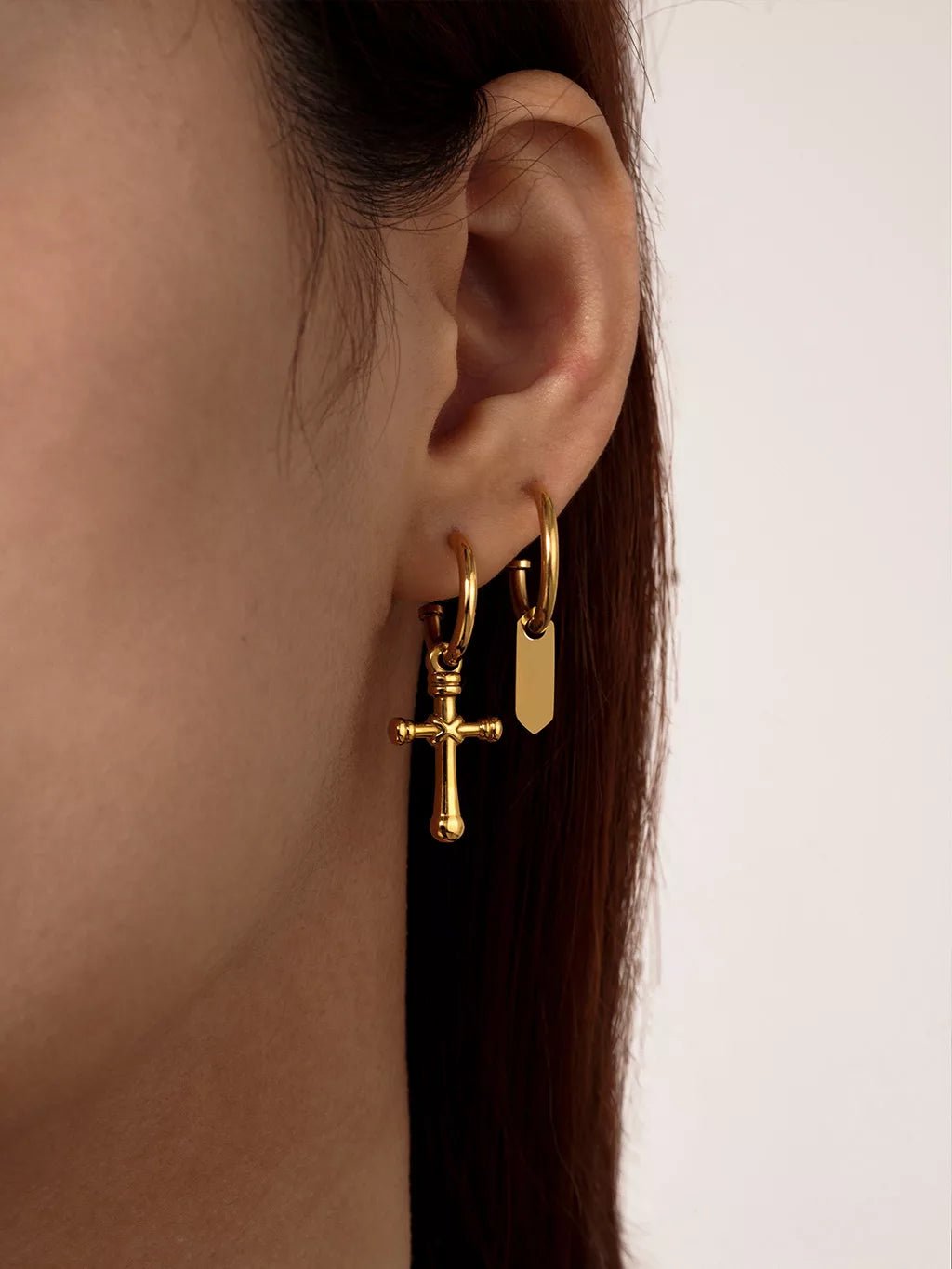 Cross Ohrringe Gold - Dorose | Wasserfester Schmuck, 18K vergoldet