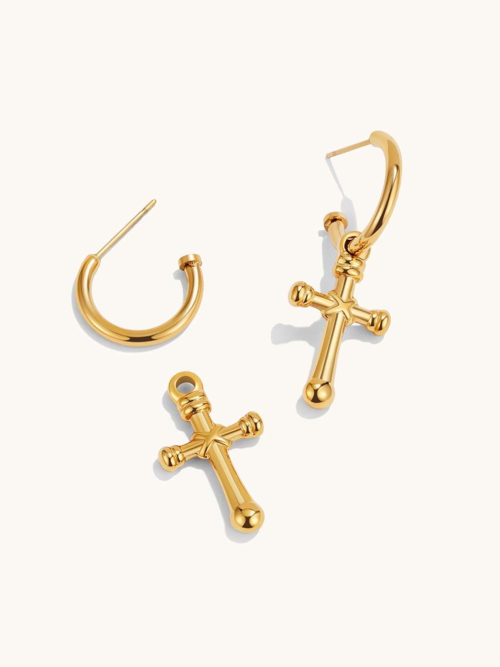 Cross Ohrringe Gold - Dorose | Wasserfester Schmuck, 18K vergoldet
