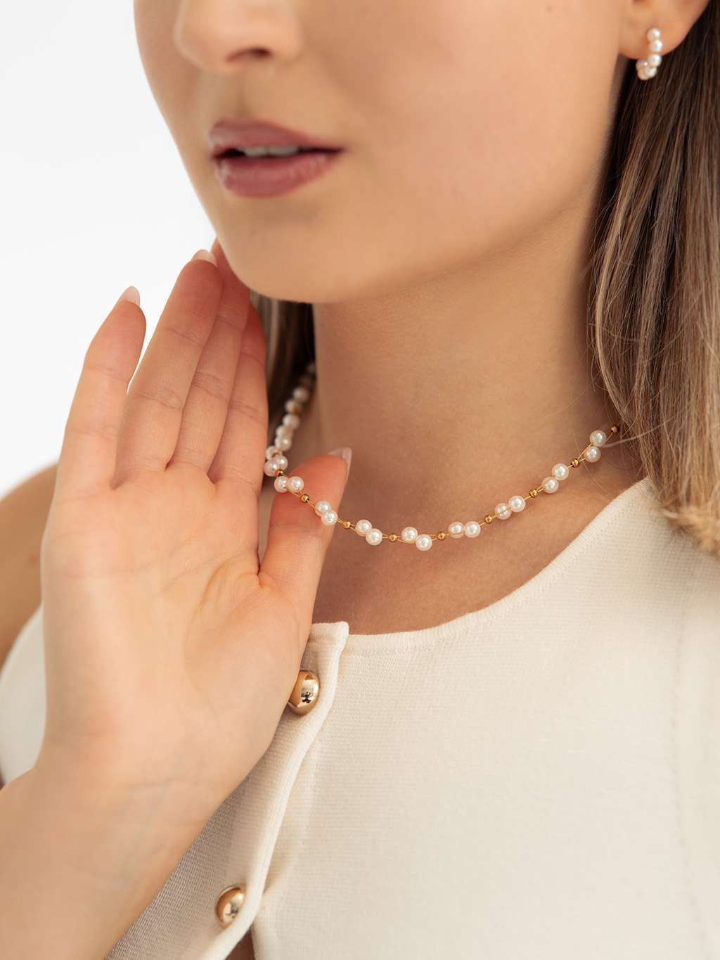 Cross Pearls Kette Gold - Dorose | Wasserfester Schmuck, 18K vergoldet