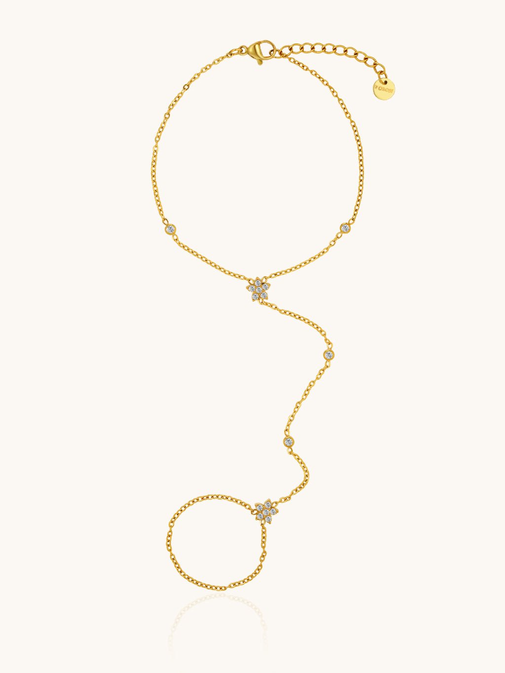 Doppel - Blütenzirkonia Finger - Armband Gold - Dorose | Wasserresistent, kein Verfärben