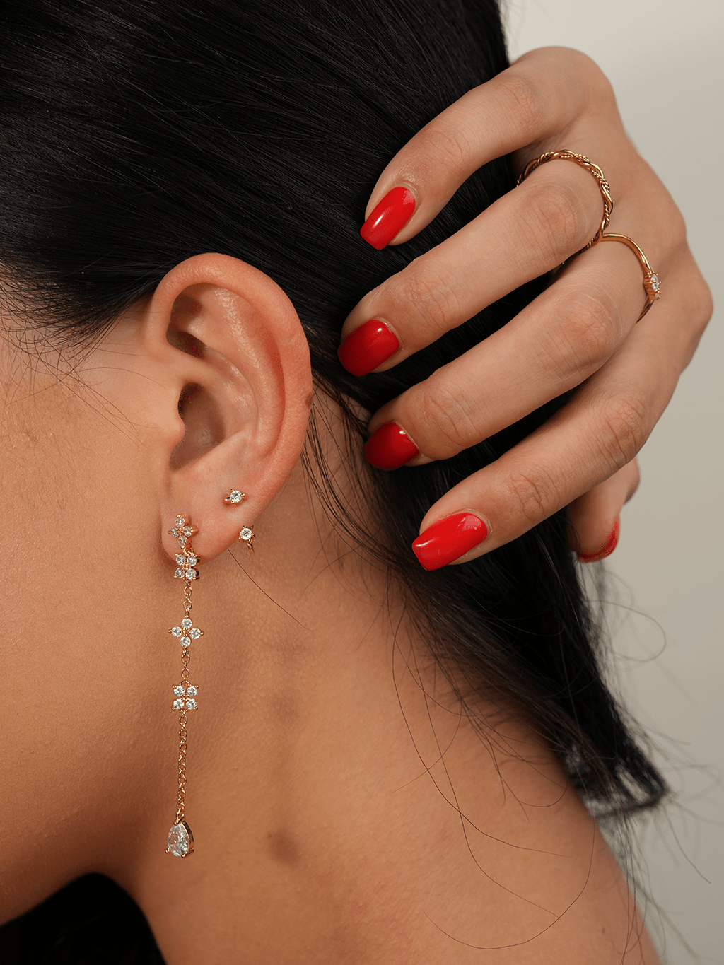 Doppel - Diamant - Ohrstecker Gold - Dorose | Wasserresistent, kein Verfärben