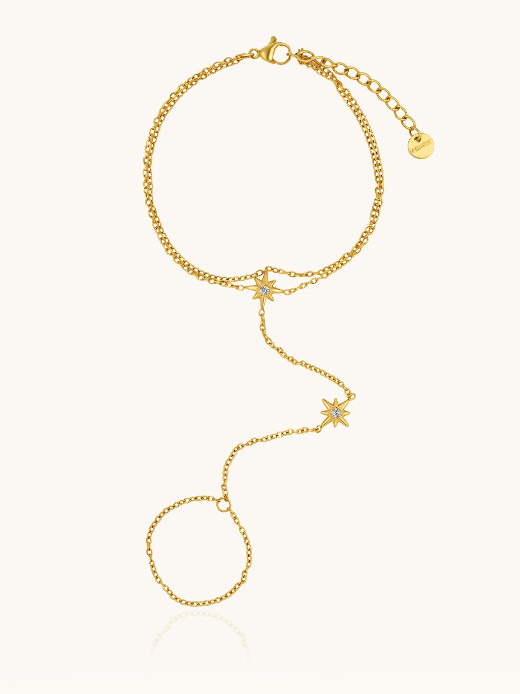 Doppel - Sternzirkonia Finger - Armband Gold - Dorose | Wasserresistent, kein Verfärben