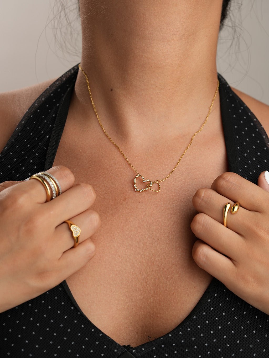Doppelherz - Begleiter Kette Gold - Dorose | Wasserresistent, kein Verfärben