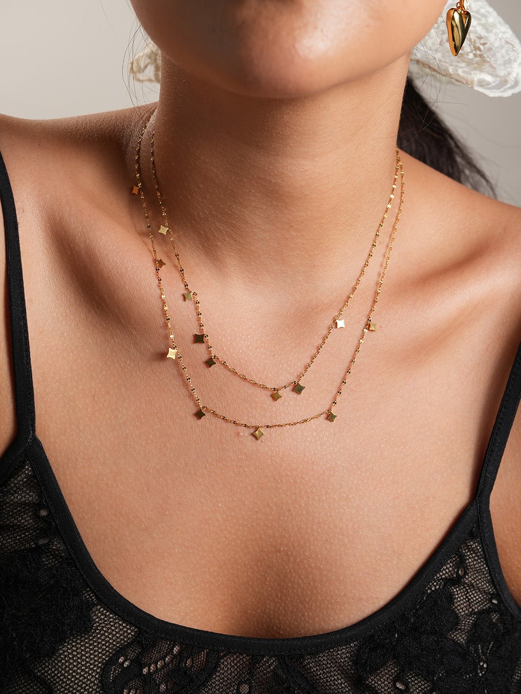 Doppelkette mit Sternen - Anhängern Gold - Dorose | Wasserresistent, kein Verfärben