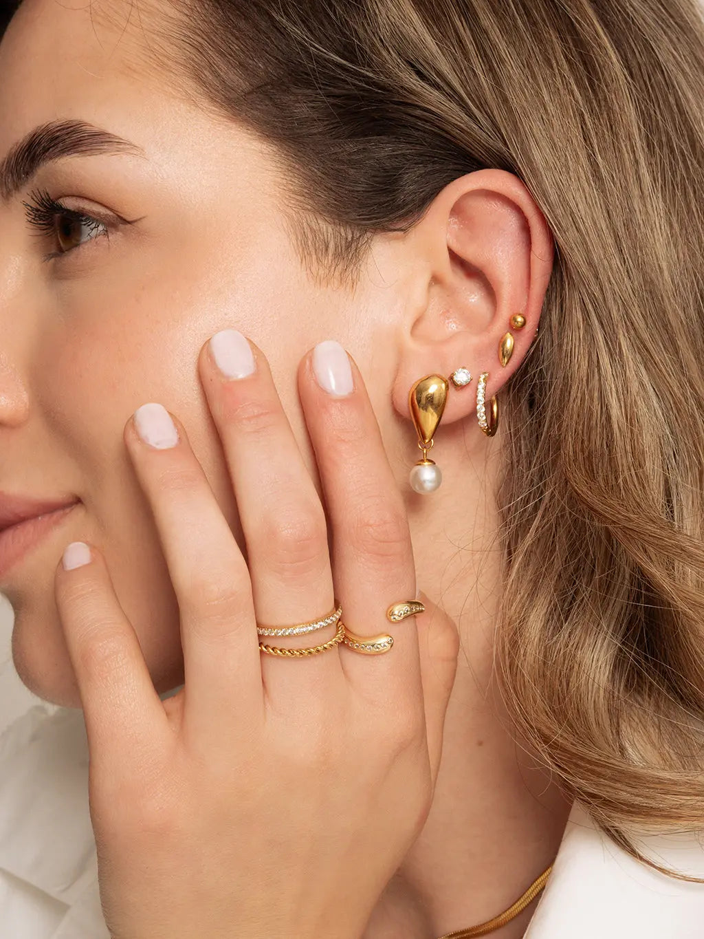 Glamour Kreolen mit Zirkonia Large 12mm Gold & Silber