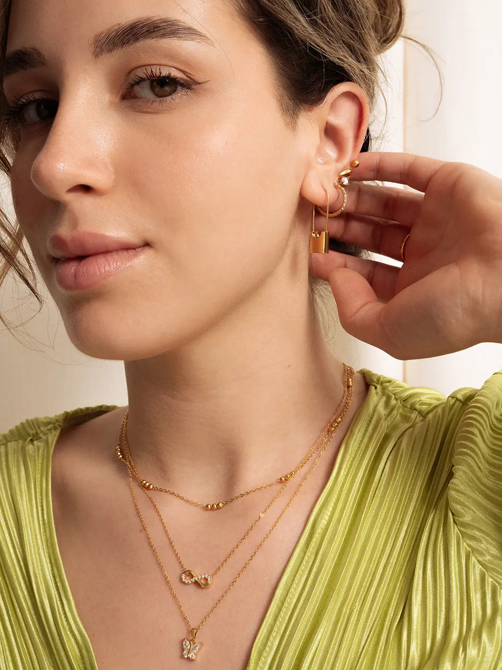 Glamour Kreolen mit Zirkonia Large 12mm Gold & Silber