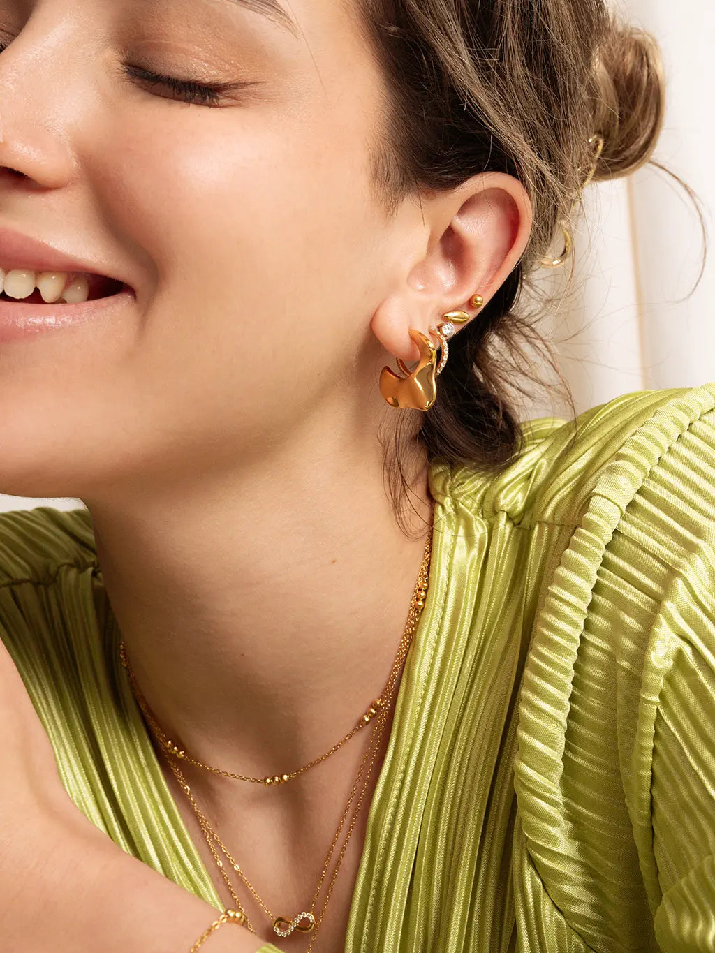 Glamour Kreolen mit Zirkonia Large 12mm Gold & Silber