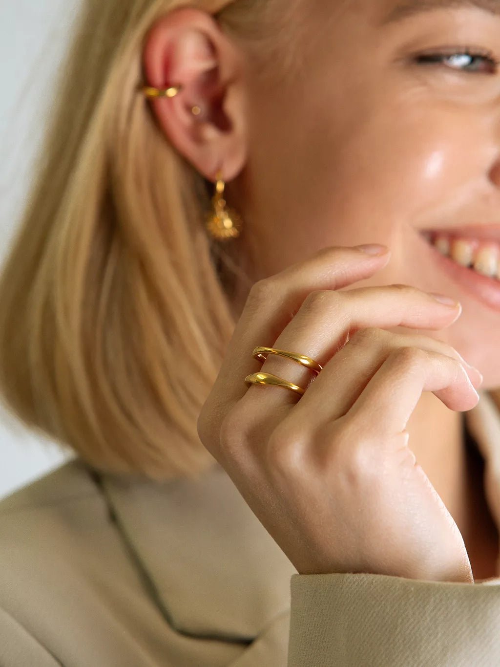 Double Plat Ring Gold & Silber - Dorose | Wasserfester Schmuck, 18K vergoldet