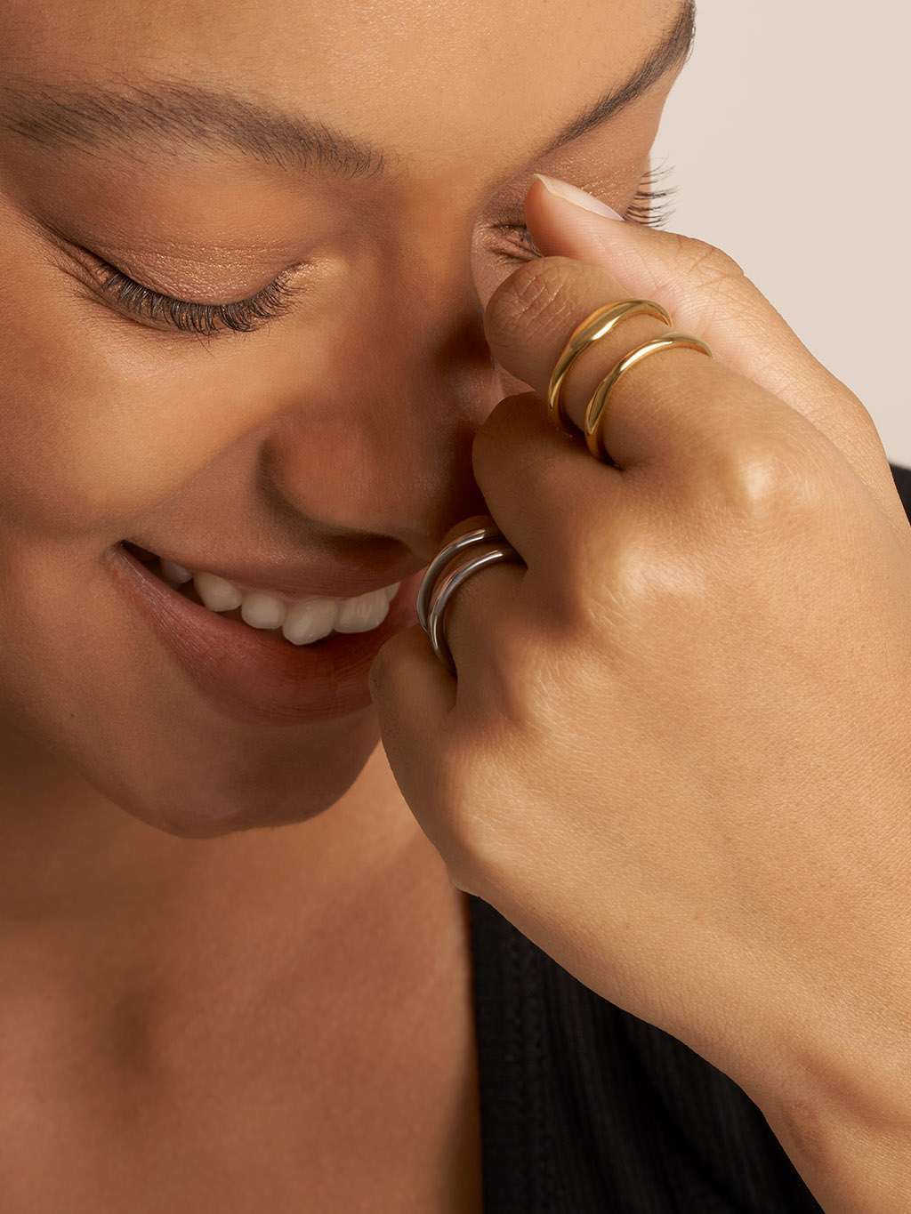 Double Plat Ring Gold & Silber - Dorose | Wasserfester Schmuck, 18K vergoldet