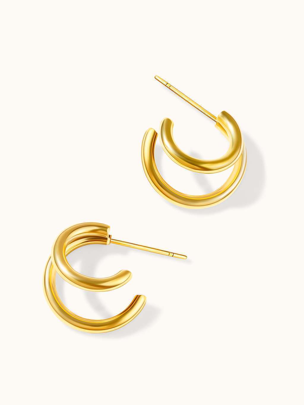Double Side Ohrringe Gold - Dorose | Wasserfester Schmuck, 18K vergoldet