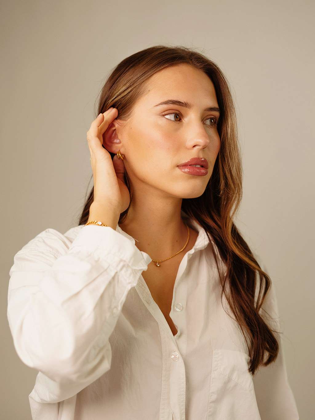 Double Side Ohrringe Gold - Dorose | Wasserfester Schmuck, 18K vergoldet