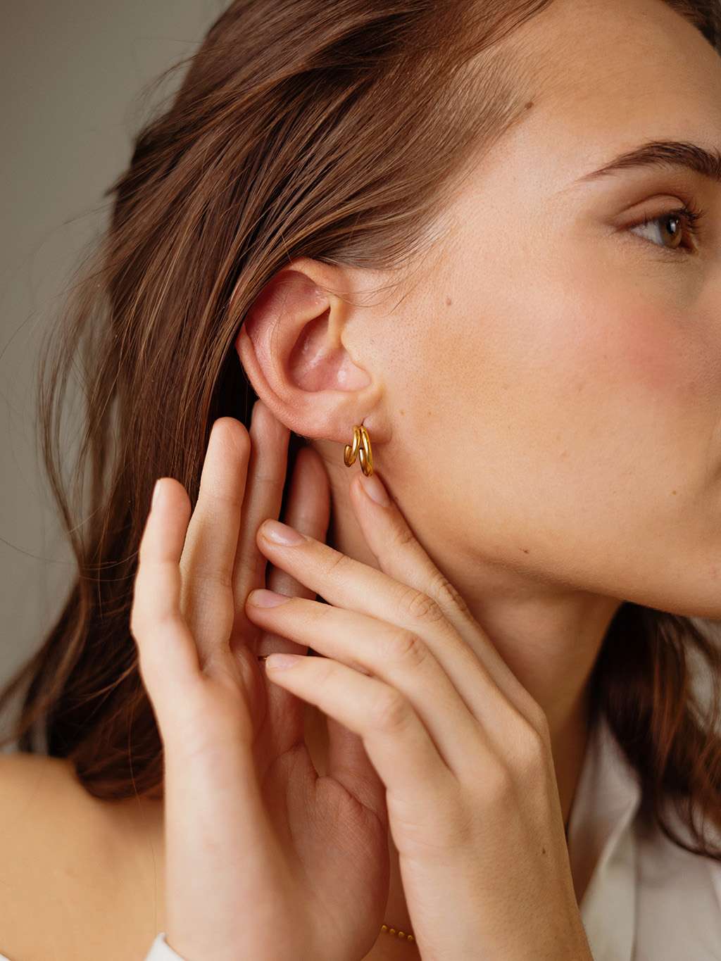 Double Side Ohrringe Gold - Dorose | Wasserfester Schmuck, 18K vergoldet