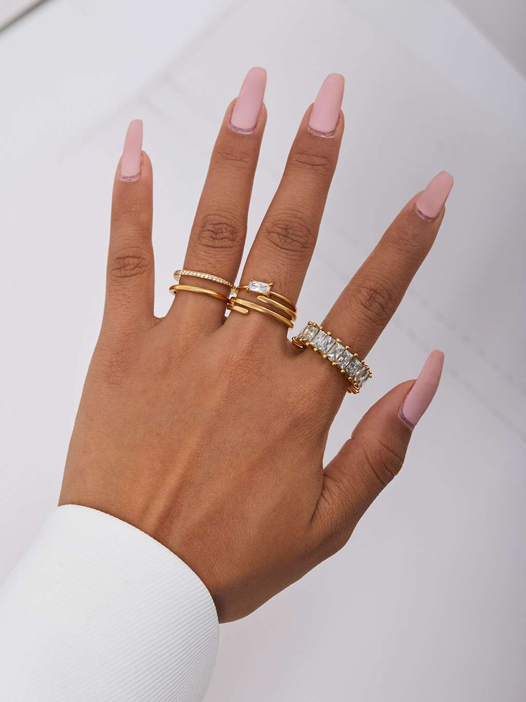 Double String Ring mit Zirkonia - Dorose | Wasserfester Schmuck, 18K vergoldet