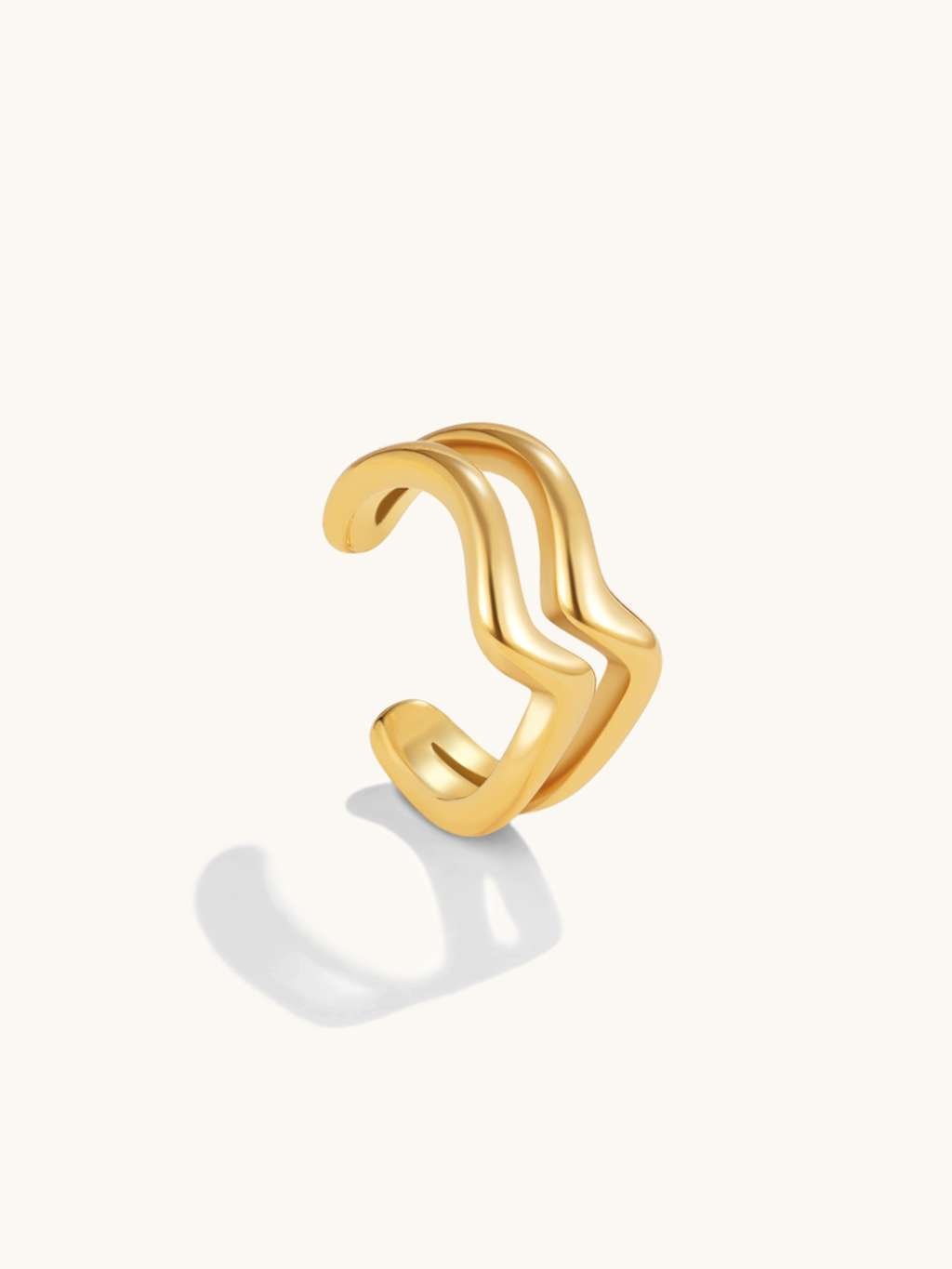Double Wave Earcuff Gold - Dorose | Wasserfester Schmuck, 18K vergoldet