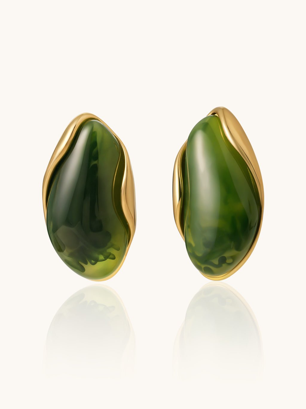 Emerald Oval Ohrringe Gold - Dorose | Wasserresistent, kein Verfärben
