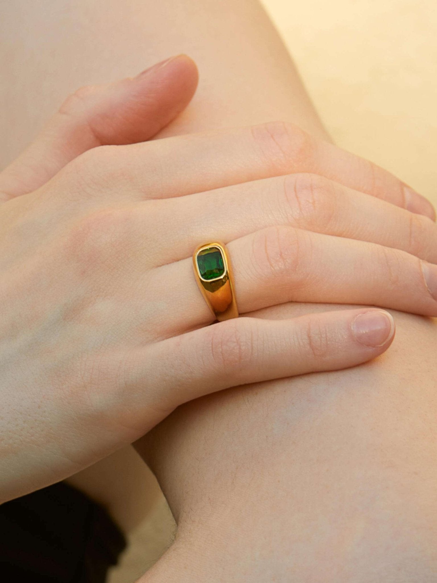 Emerald Ring mit Zirkonia Gold - Dorose | Wasserfester Schmuck, 18K vergoldet