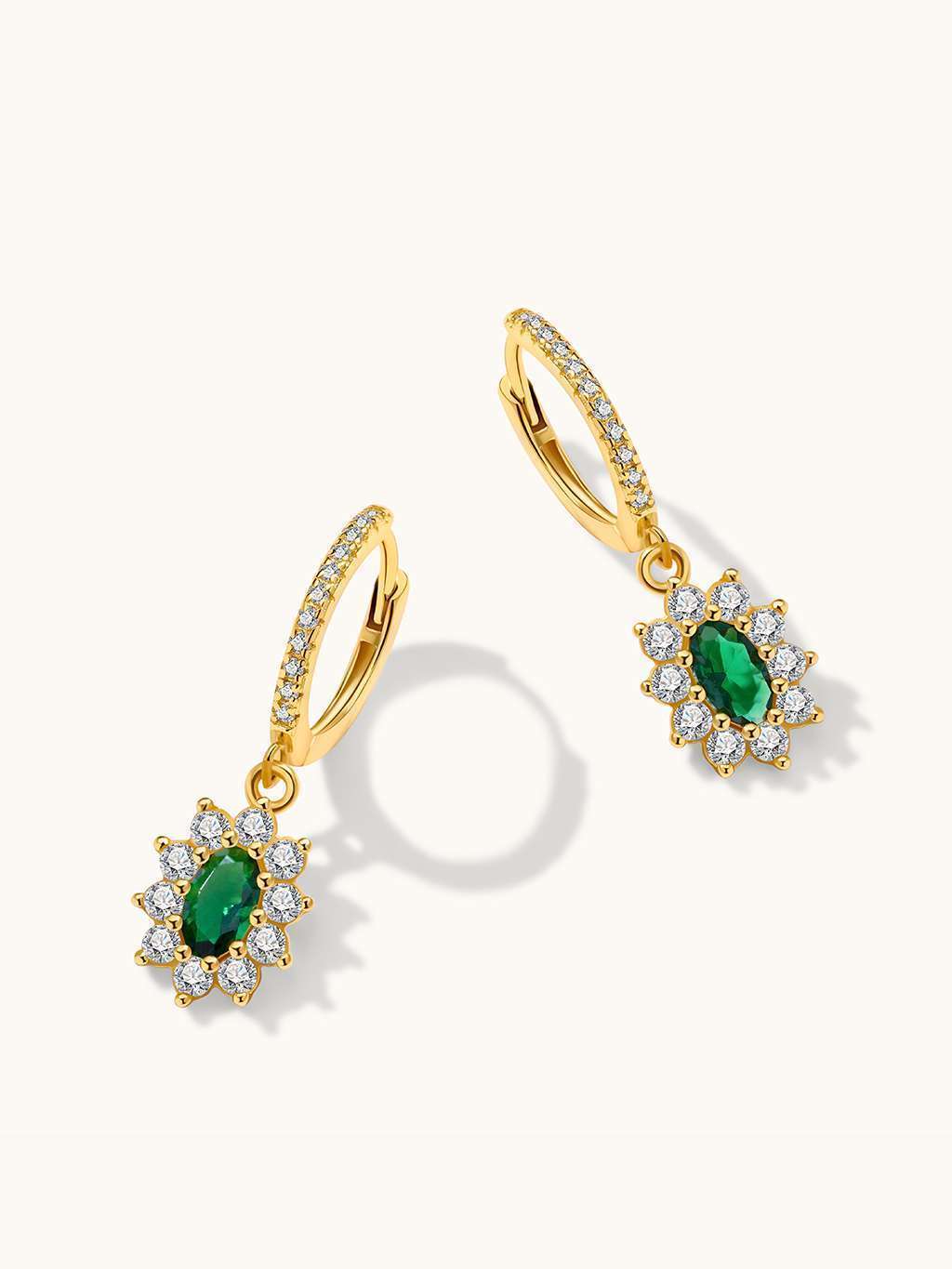 Emerald Vintage Ohrringe Gold - Dorose | Wasserfester Schmuck, 18K vergoldet