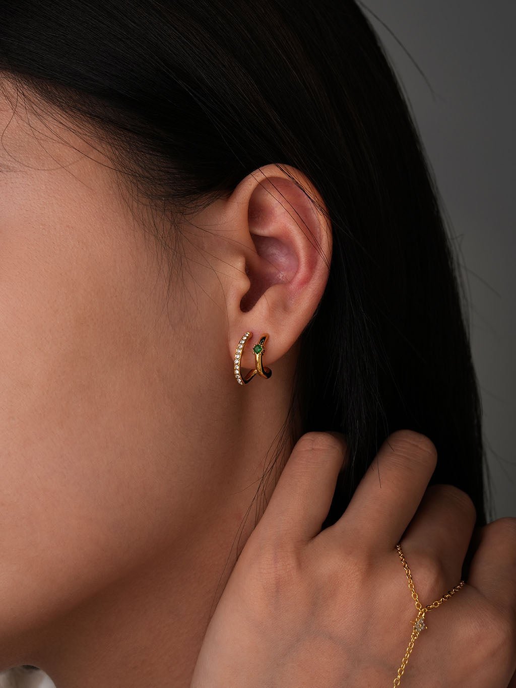 Emerald Zirkonia Hoop Ohrringe Gold - Dorose | Wasserresistent, kein Verfärben