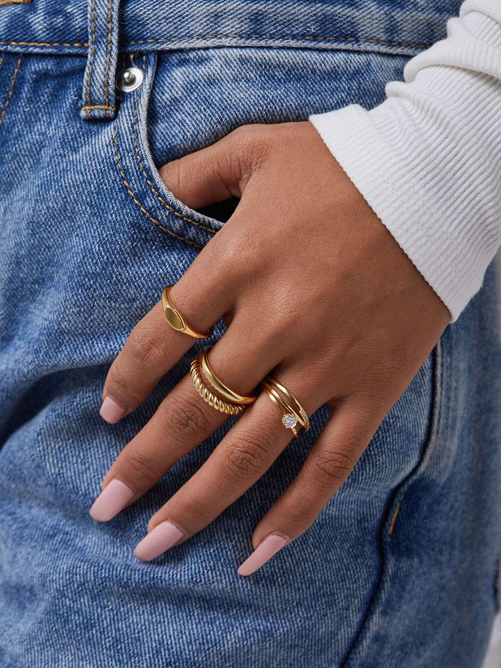 Engage Ring mit Zirkonia Gold - Dorose | Wasserfester Schmuck, 18K vergoldet