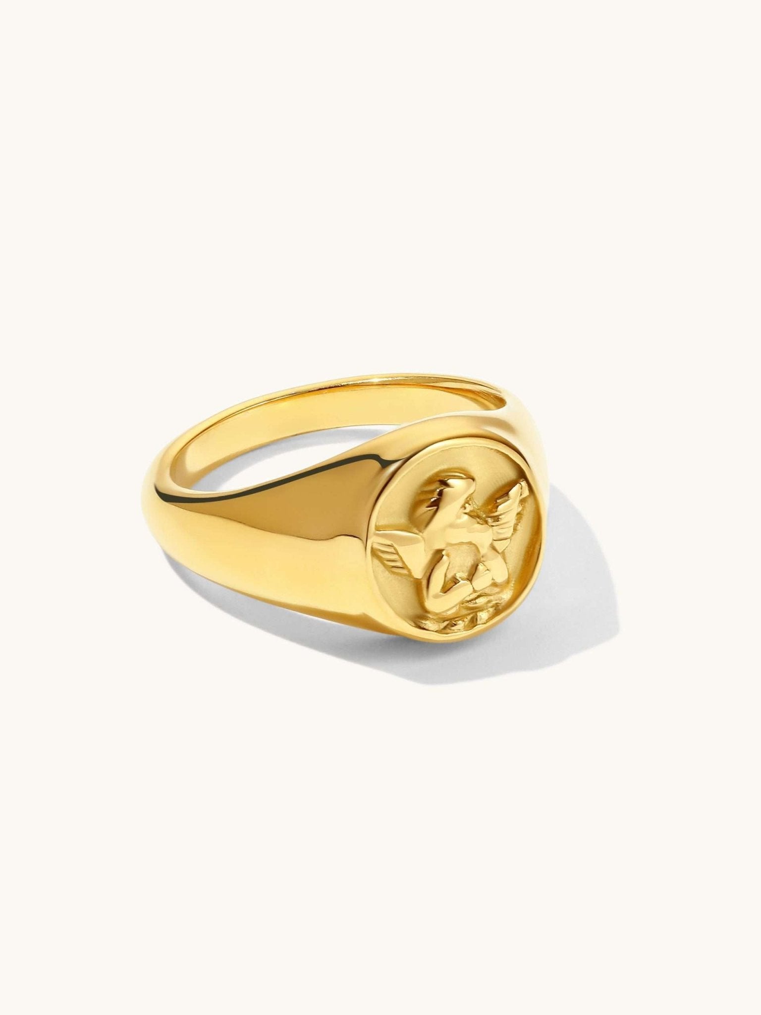 Engelschnitzerei Ring Gold - Dorose | Wasserfester Schmuck, 18K vergoldet