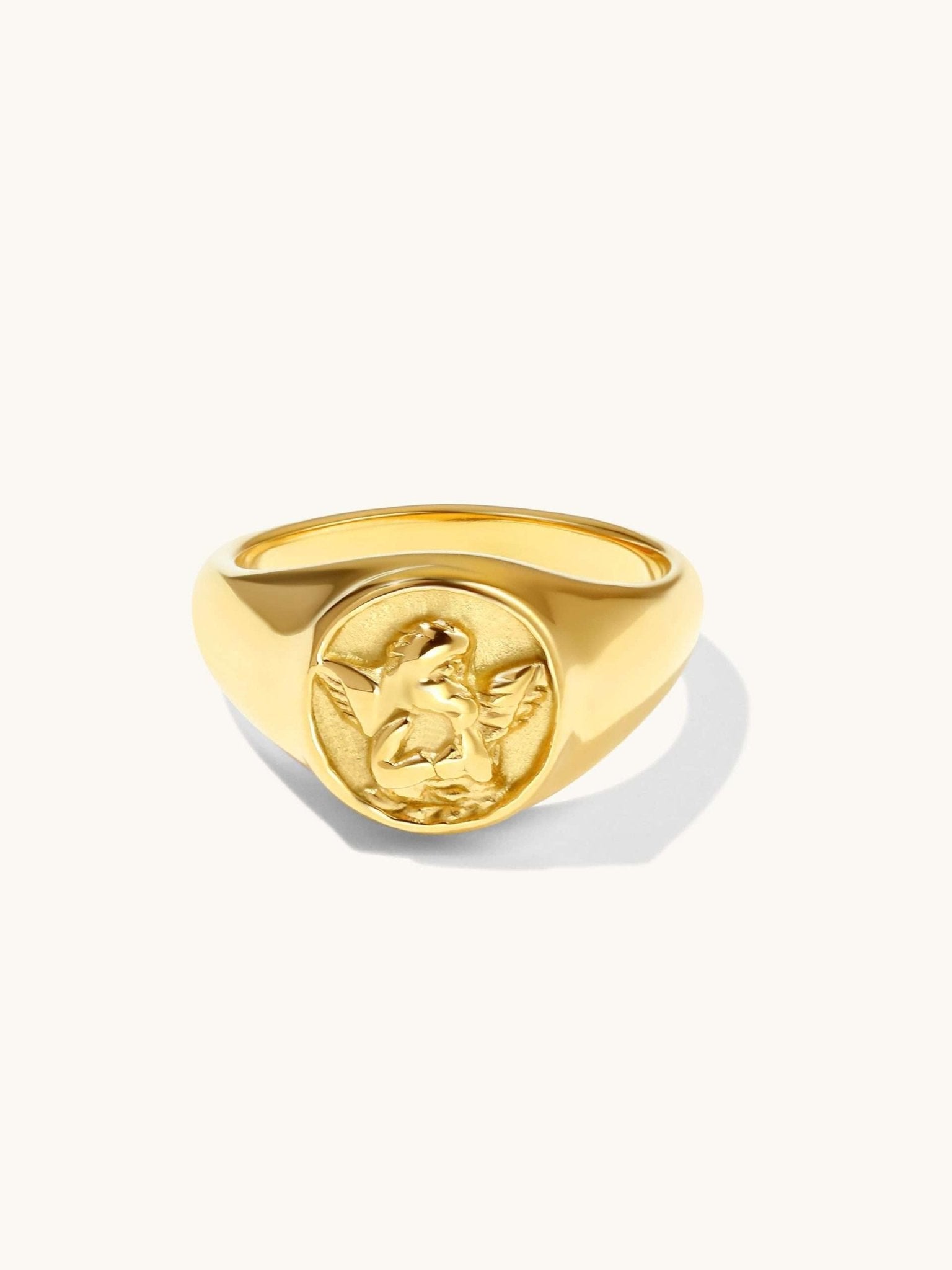 Engelschnitzerei Ring Gold - Dorose | Wasserfester Schmuck, 18K vergoldet