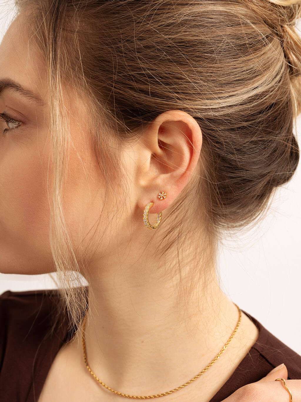 Eternity Hoop Creolen Ohrringe Gold - Dorose | Wasserfester Schmuck, 18K vergoldet
