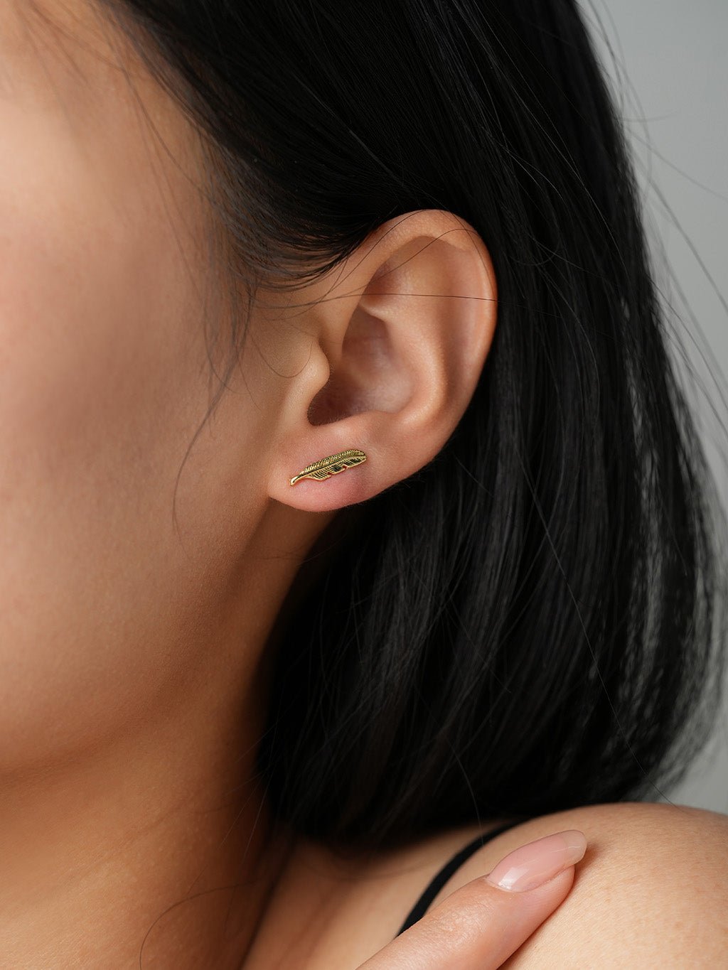 Feder Ohrstecker Gold Minimal - Dorose | Wasserresistent, kein Verfärben