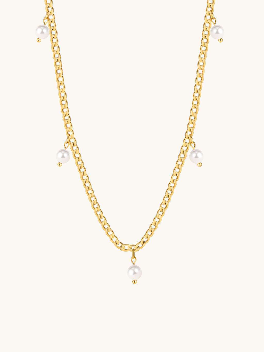 Figaro Halskette mit Pearl Gold - Dorose | Wasserfester Schmuck, 18K vergoldet