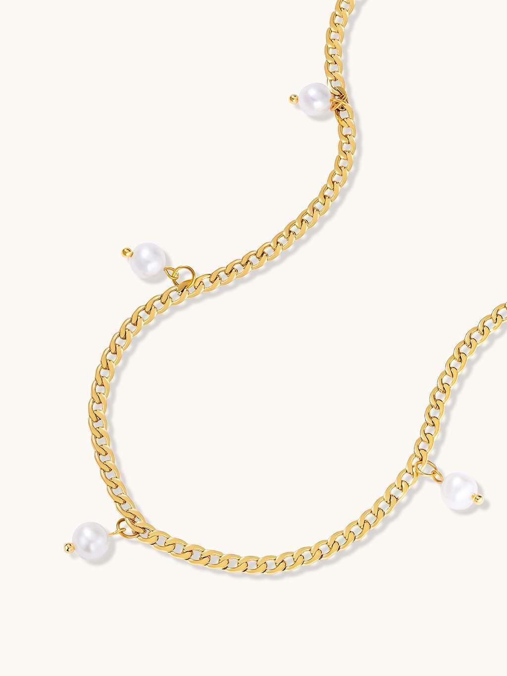 Figaro Halskette mit Pearl Gold - Dorose | Wasserfester Schmuck, 18K vergoldet