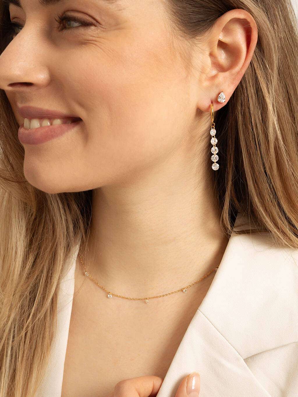 Five Shining Stars Hoop Ohrringe Gold - Dorose | Wasserfester Schmuck, 18K vergoldet