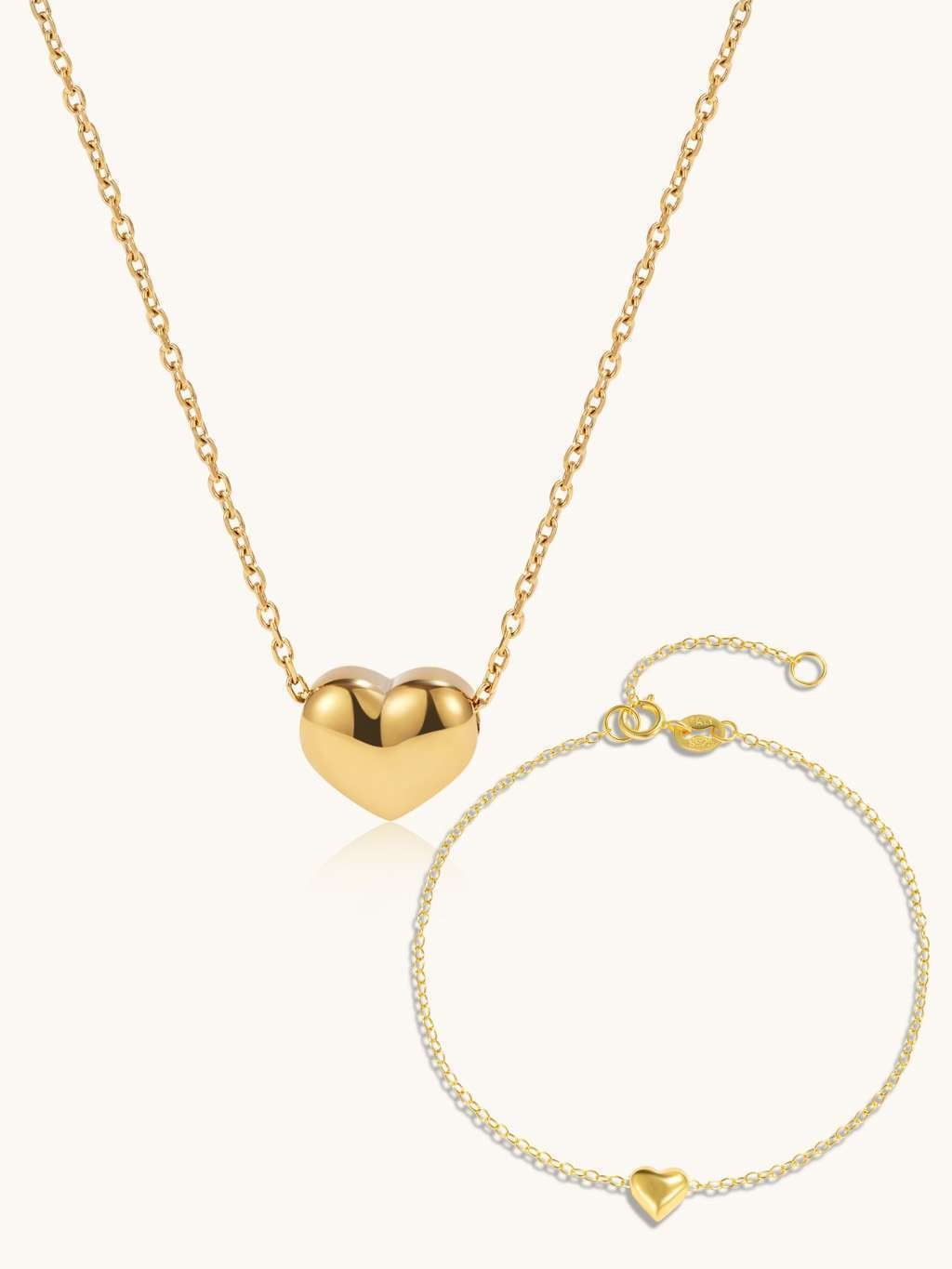 Full Heart Halskette & Armband Schmuck Set - Dorose | Wasserfester Schmuck, 18K vergoldet