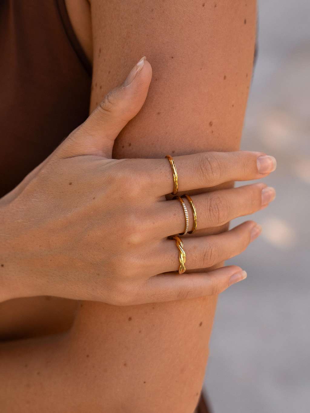 Geflochtener Twisted Ring Gold 54mm - Dorose | Wasserfester Schmuck, 18K vergoldet