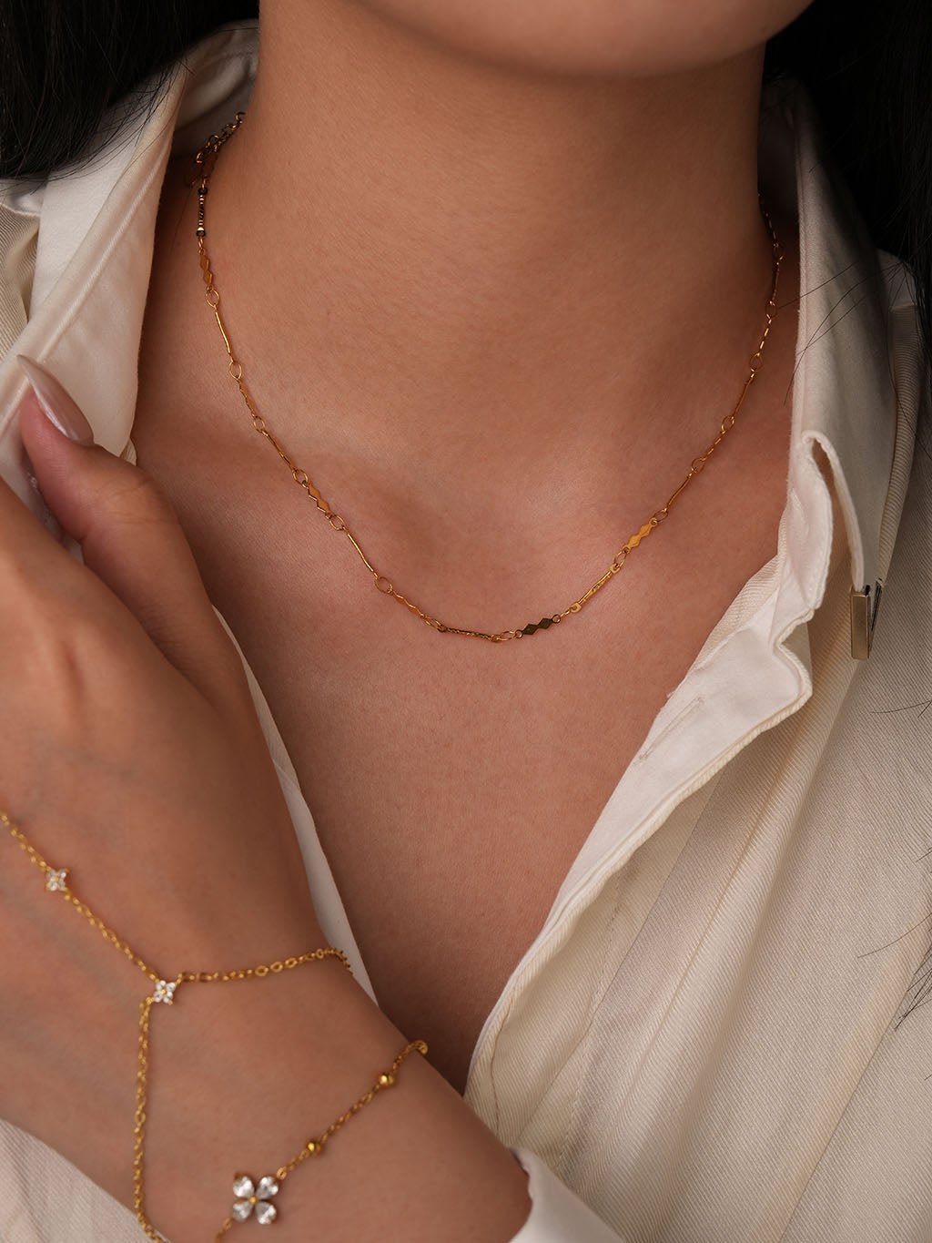 Geometrische Halskette mit Rauten Gold - Dorose | Wasserresistent, kein Verfärben
