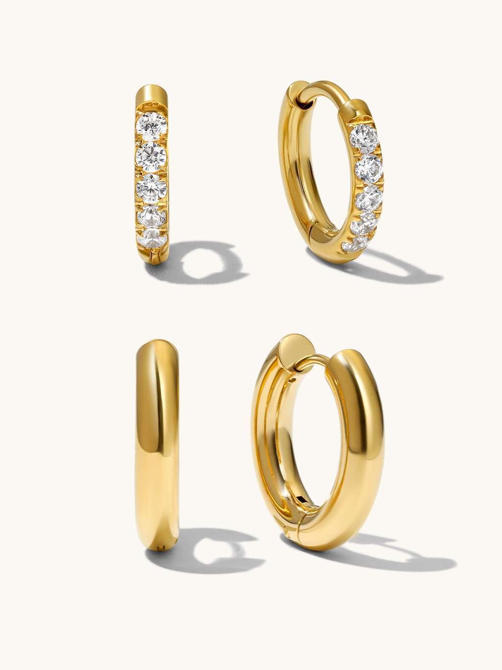 Glamour Kreolen & Endless Ohrringe Gold Schmuck Set - Dorose | Wasserfester Schmuck, 18K vergoldet