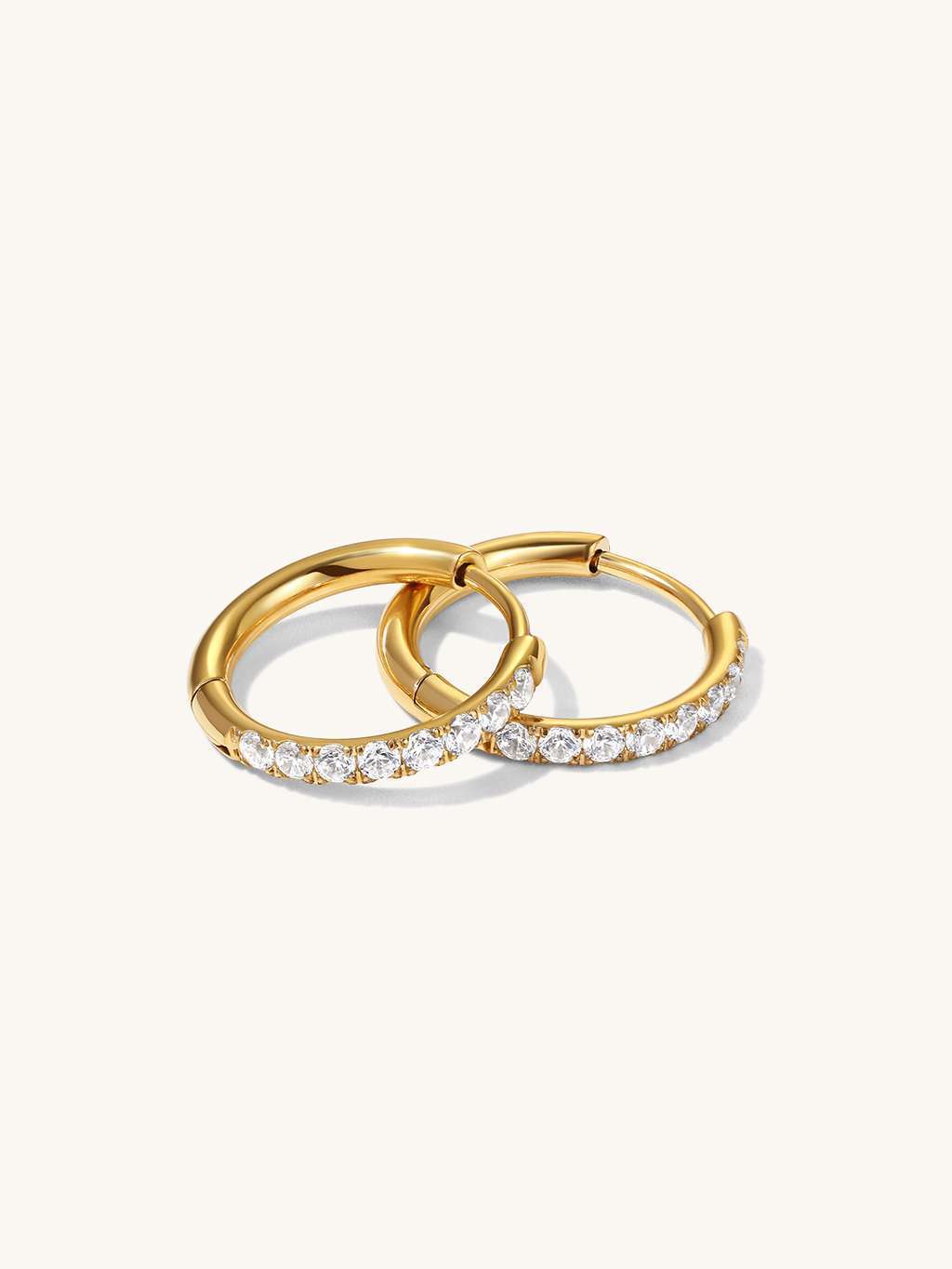 Glamour Kreolen mit Zirkonia Large 12mm Gold & Silber - Dorose | Wasserfester Schmuck, 18K vergoldet