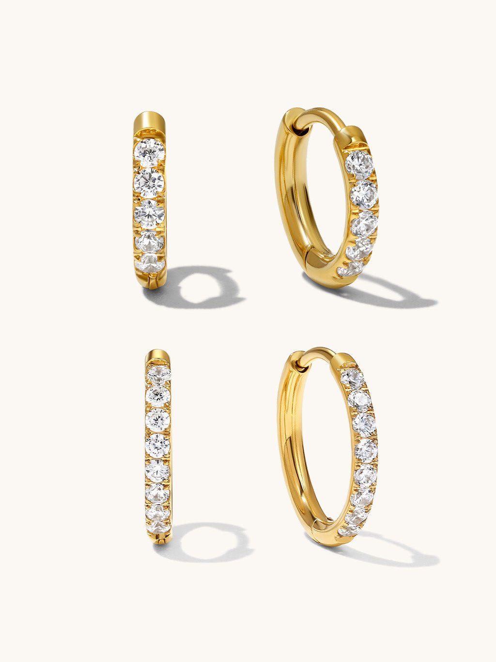 Glamour Kreolen mit Zirkonia Ohrringe Schmuck Set - Dorose | Wasserfester Schmuck
