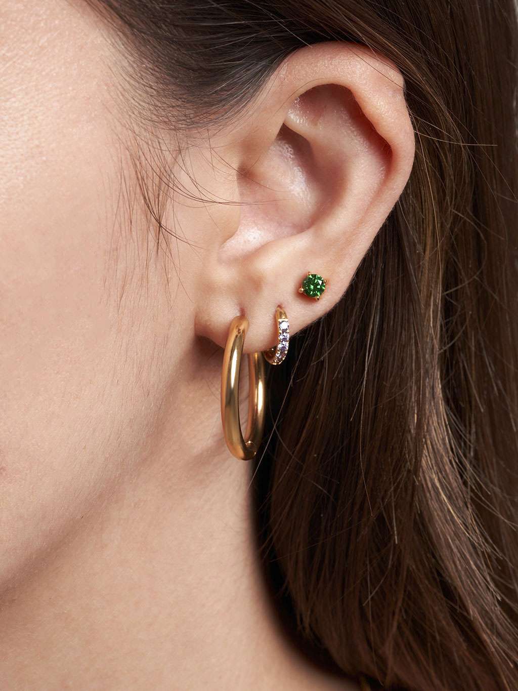 Glamour Kreolen mit Zirkonia Small 8mm Gold & Silber - Dorose | Wasserfester Schmuck, 18K vergoldet