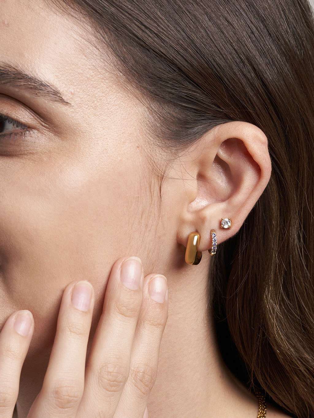 Glamour Kreolen mit Zirkonia Small 8mm Lila - Dorose | Wasserfester Schmuck, 18K vergoldet