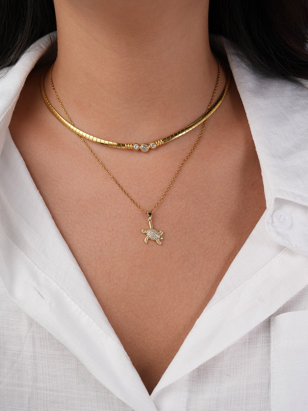 Glittering Abyssal Turtle Kette Gold - Dorose | Wasserresistent, kein Verfärben