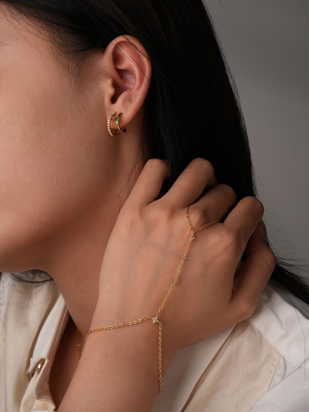 Glücksklee Handkette Gold mit Zirkonia - Dorose | Wasserresistent, kein Verfärben