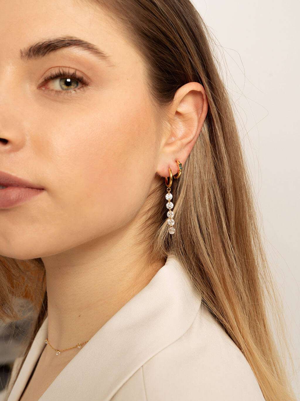 Green Creolen Ohrringe Gold - Dorose | Wasserfester Schmuck, 18K vergoldet