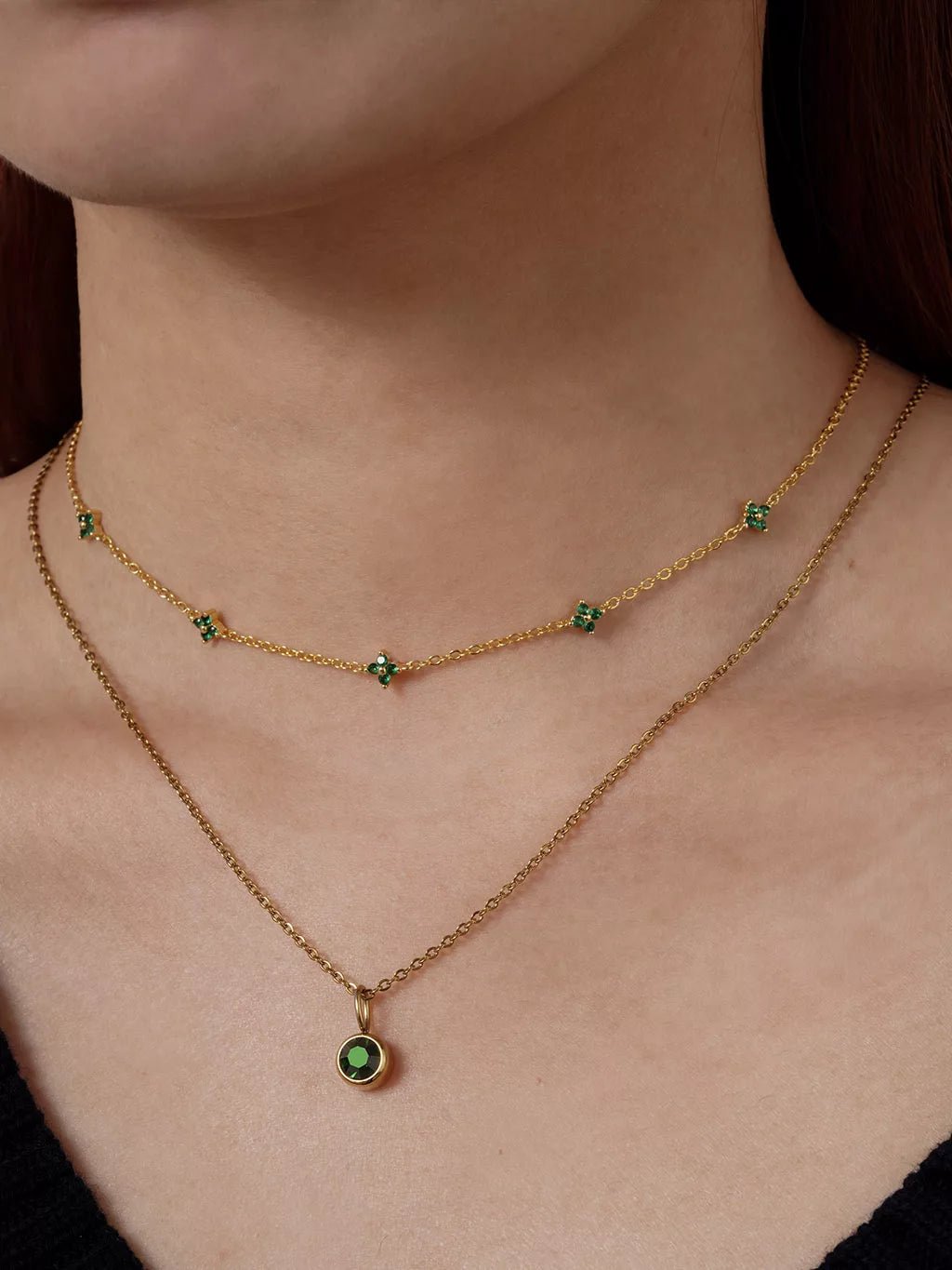 Green Flower Halskette Gold - Dorose | Wasserfester Schmuck, 18K vergoldet