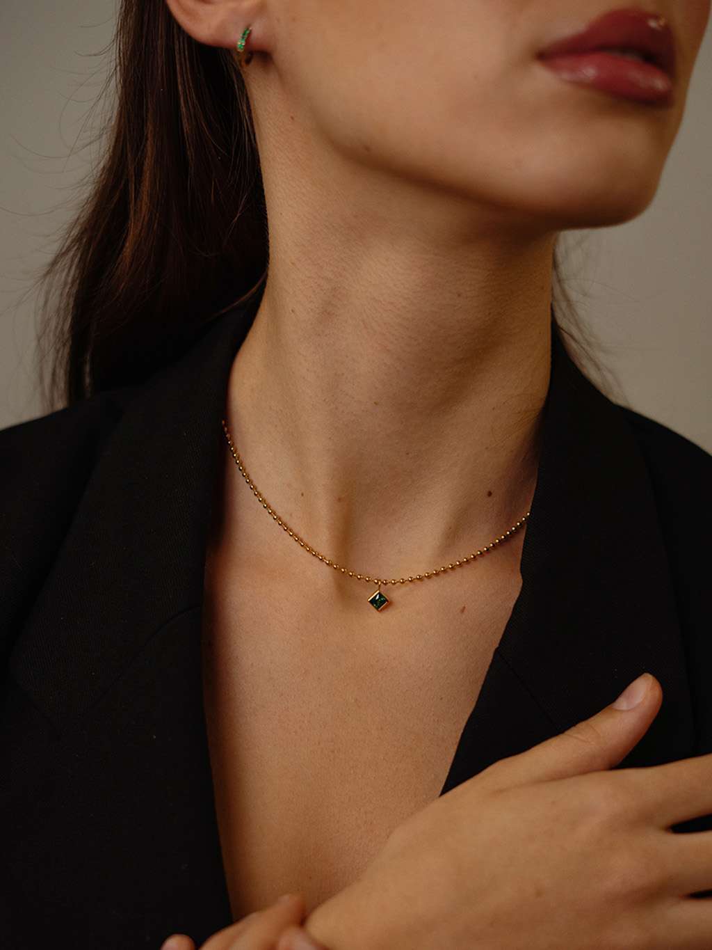 Grüner Square - Anhänger Halskette Gold - Dorose | Wasserfester Schmuck, 18K vergoldet