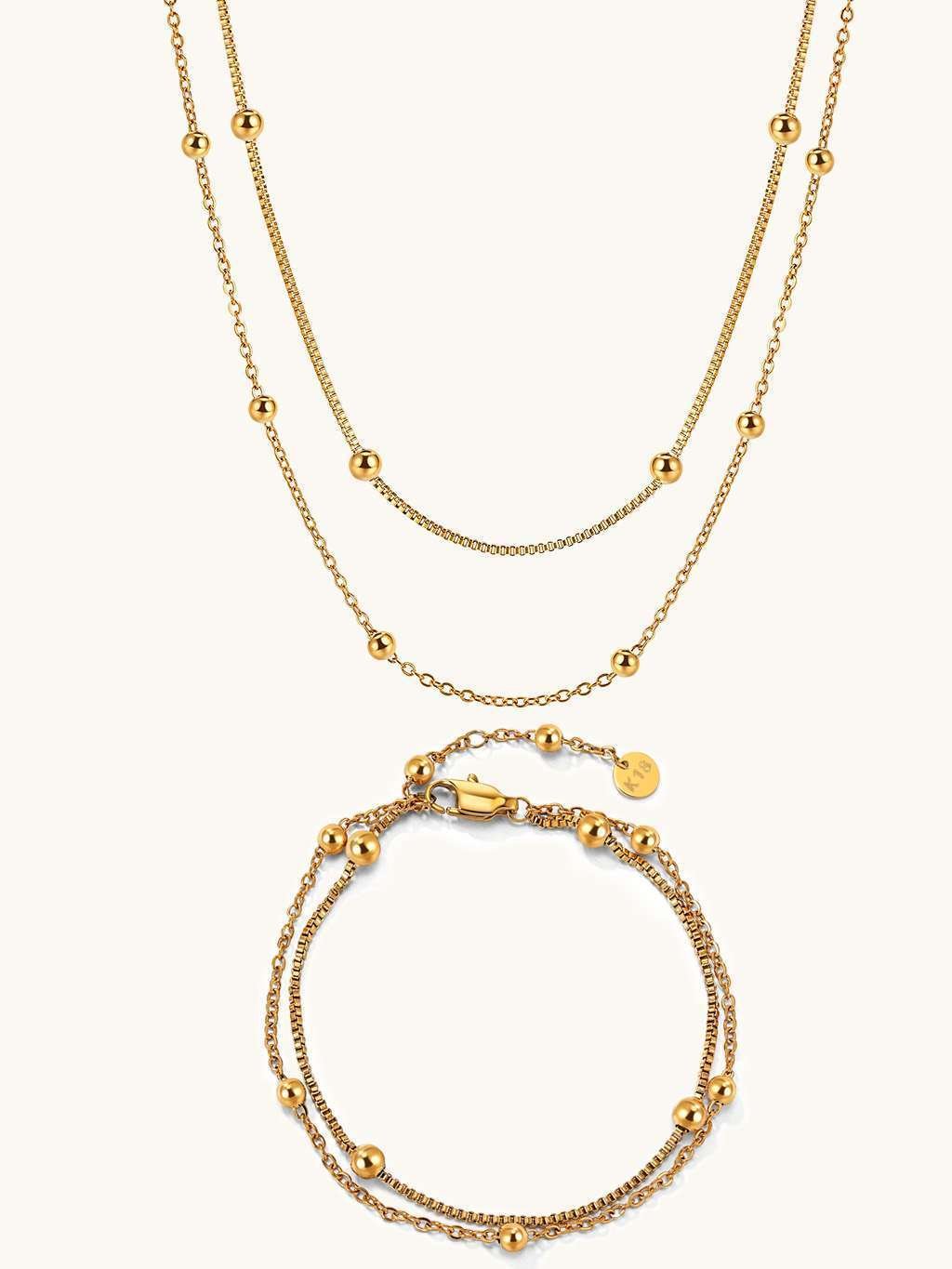 Harmony Double Halskette & Armband Schmuck Set - Dorose | Wasserfester Schmuck