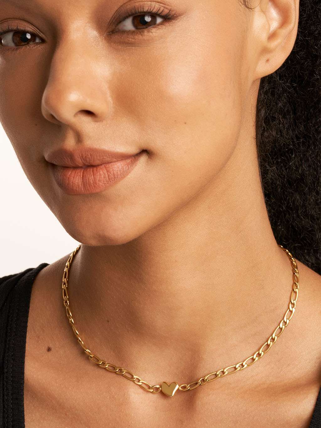 Heart Cherish Halskette & Simple Heart Ohrringe Schmuck Set - Dorose | Wasserfester Schmuck, 18K vergoldet