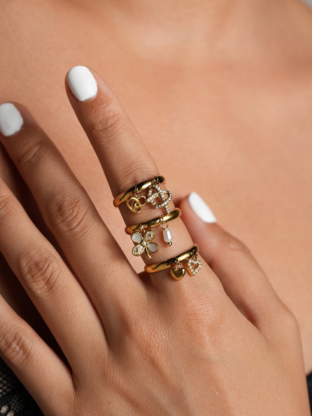 Herz - Duo Ring Gold - Dorose | Wasserresistent, kein Verfärben