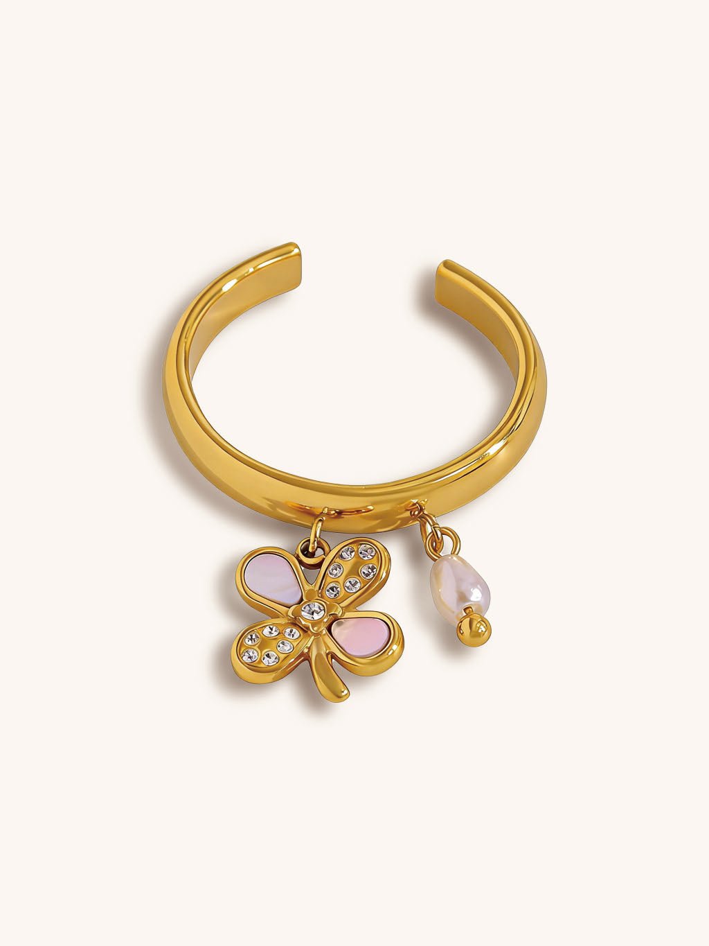 Kleeblatt & Perle Ring Gold - Dorose | Wasserresistent, kein Verfärben