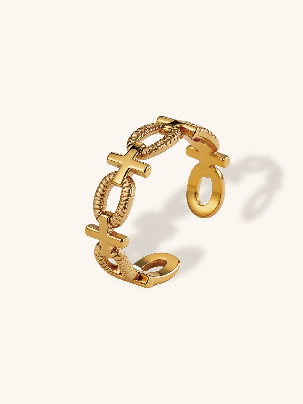 Kreuz & Kreis Ring Gold - Dorose | Wasserresistent, kein Verfärben