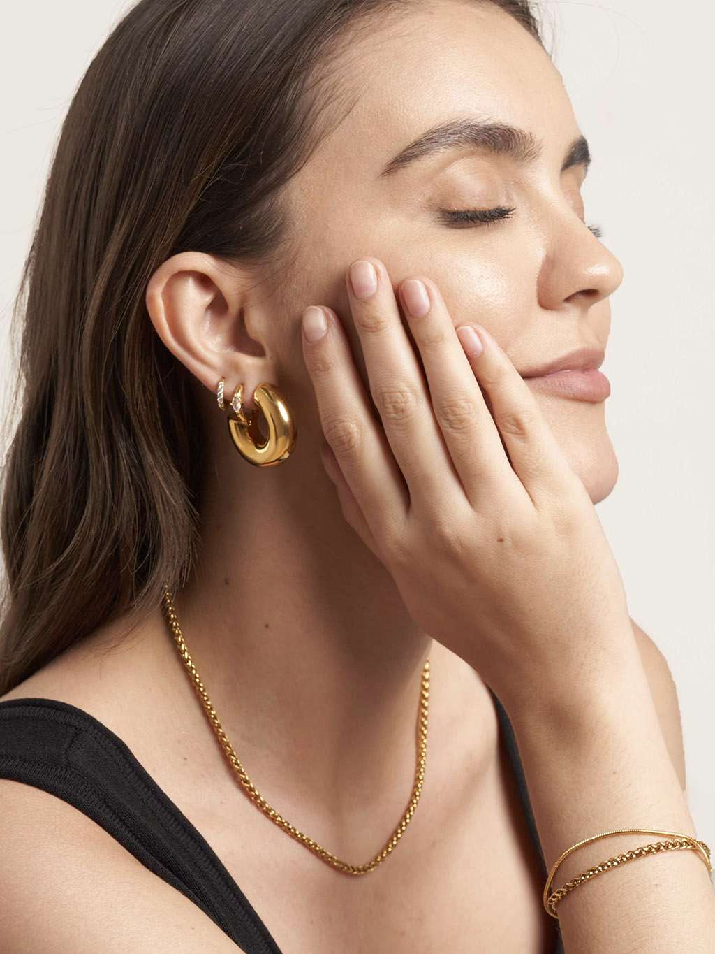 Large Chubby Ohrringe Gold Silber - Dorose | Wasserfester Schmuck, 18K vergoldet